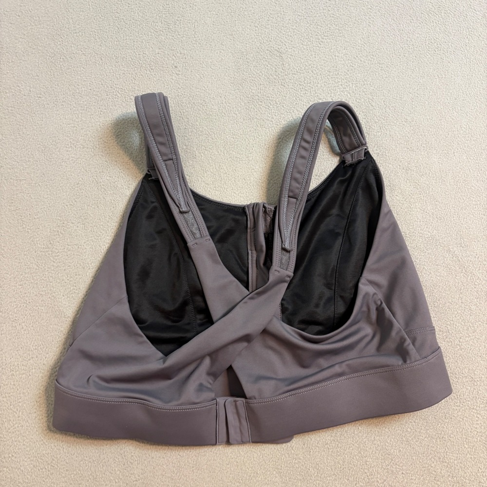 VFUS Women Charcoal Gray Front Zip High Impact Sports Bra XX-Large Adjustable - Picture 2 of 7
